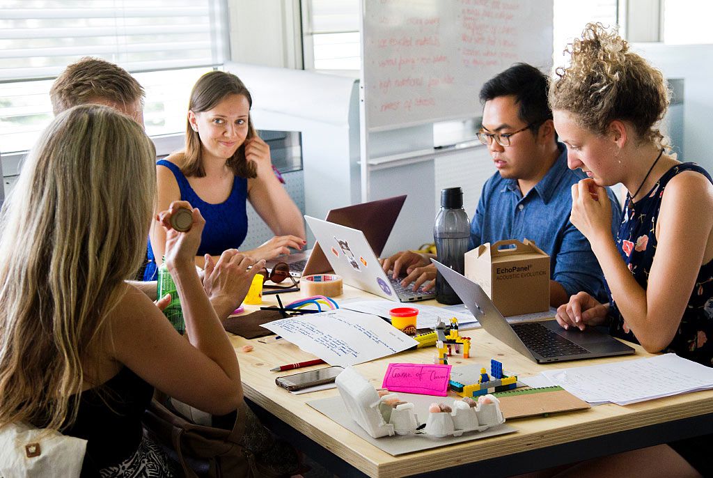 A group of student writers work as a team on a film script